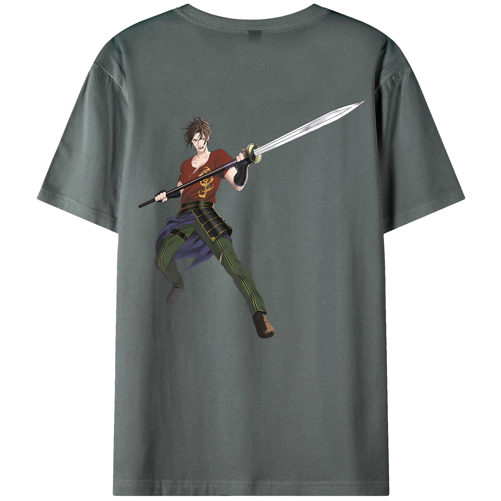 （画像用） 刀剣乱舞 Touken Ranbu 綿100％ メンズ半袖Tシャツ（バックプリント） 通気性
